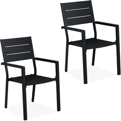Relaxdays Ensemble de Chaises de Jardin - Design Moderne Effet Bois Noir - Publicité Relaxdays Ensemble de Chaises de Jardin - Design Moderne Effet Bois Noir - Publicité