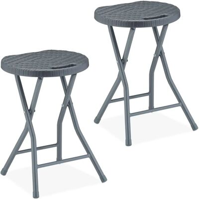 Relaxdays 2 Klapphocker im Rattan-Look - Garten, Balkon, Camping Relaxdays 2 Klapphocker im Rattan-Look - Garten, Balkon, Camping