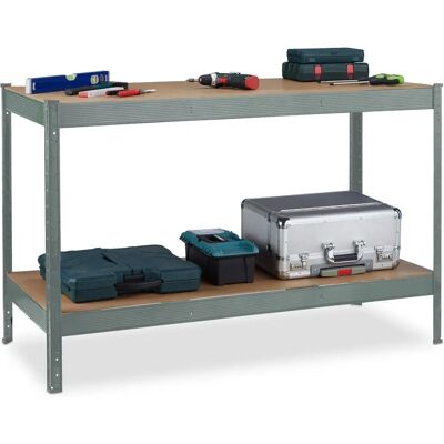Mesa de trabajo Relaxdays, altura ajustable, acero y MDF, 91x141x61 cm - Banco de taller Mesa de trabajo Relaxdays, altura ajustable, acero y MDF, 91x141x61 cm - Banco de taller