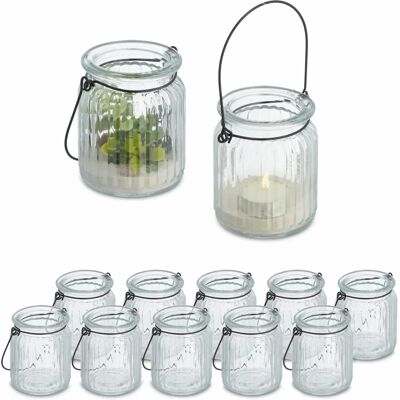 Relaxdays Ensemble de 12 Porte-bougies en Verre - Publicité Relaxdays Ensemble de 12 Porte-bougies en Verre - Publicité