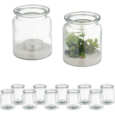 RELAXDAYS Ensemble de 12 Porte-bougies en Verre - Décoration Candle - Publicité RELAXDAYS Ensemble de 12 Porte-bougies en Verre - Décoration Candle - Publicité