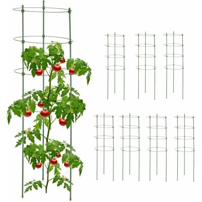 Relaxdays Juego de 8 Soportes para Plantas, Acero y Plástico, 90cm, Verde - Jardín y Enredaderas Relaxdays Juego de 8 Soportes para Plantas, Acero y Plástico, 90cm, Verde - Jardín y Enredaderas