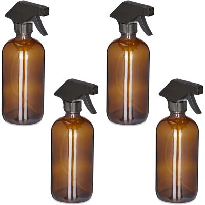 Relaxdays Wasser-Sprühflaschen-Set - 4 Glas, 500ml, Einstellbar Relaxdays Wasser-Sprühflaschen-Set - 4 Glas, 500ml, Einstellbar