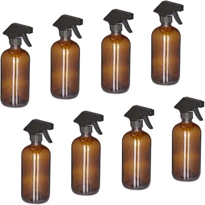 Relaxdays Set med 8 glasflaskor med spray 500ml - Sprayflaska för växter & hår Relaxdays Set med 8 glasflaskor med spray 500ml - Sprayflaska för växter & hår