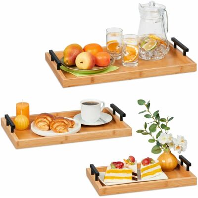 Relaxdays Bamboo Tray Set with Handles - 3 Sizes - Kitchen Serving - Product Type Relaxdays Bamboo Tray Set with Handles - 3 Sizes - Kitchen Serving - Product Type