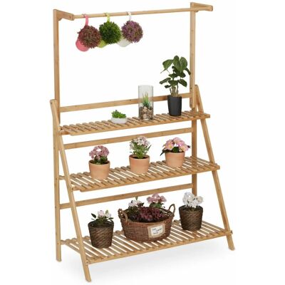 Relaxdays Plant Stand - Foldable Bamboo 3-Tier Shelf for Indoor Plants Relaxdays Plant Stand - Foldable Bamboo 3-Tier Shelf for Indoor Plants
