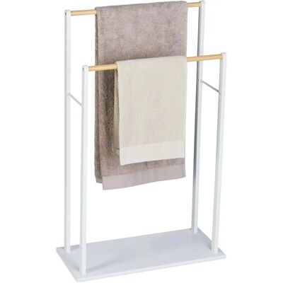 Support de serviettes de salle de bain en MDF et bambou Relaxdays - 2 niveaux, Blanc & Naturel - Publicité Support de serviettes de salle de bain en MDF et bambou Relaxdays - 2 niveaux, Blanc & Naturel - Publicité