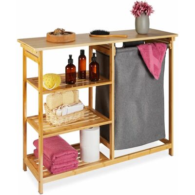 Relaxdays Bambus Wäscheregal - Natur, 3 Ablagen, Wandmontage Relaxdays Bambus Wäscheregal - Natur, 3 Ablagen, Wandmontage