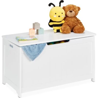 Relaxdays Banc de Rangement Blanc avec Couvercle - Coffre à Jouets - Publicité Relaxdays Banc de Rangement Blanc avec Couvercle - Coffre à Jouets - Publicité