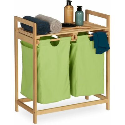 Organisateur de panier à linge en bambou Relaxdays - Naturel & Vert - Publicité Organisateur de panier à linge en bambou Relaxdays - Naturel & Vert - Publicité