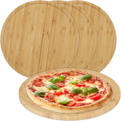 Relaxdays - Set di 4 Taglieri in Bambù per Pizza - 32cm - Naturale Relaxdays - Set di 4 Taglieri in Bambù per Pizza - 32cm - Naturale