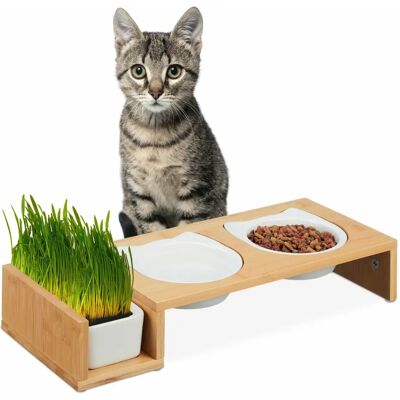 Relaxdays Dog/Cat Bowl - Elevated Ceramic Food and Water Dispenser Relaxdays Dog/Cat Bowl - Elevated Ceramic Food and Water Dispenser