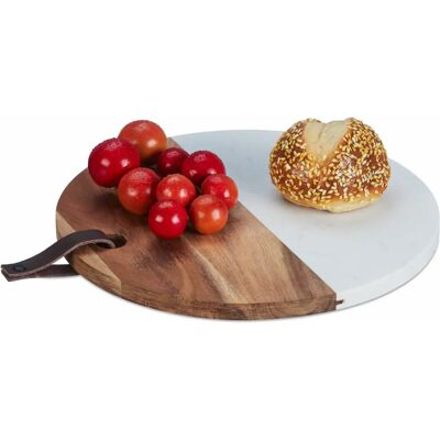 Relaxdays Holz-Marmor Schneidebrett, Rund, 1,5x25cm Relaxdays Holz-Marmor Schneidebrett, Rund, 1,5x25cm