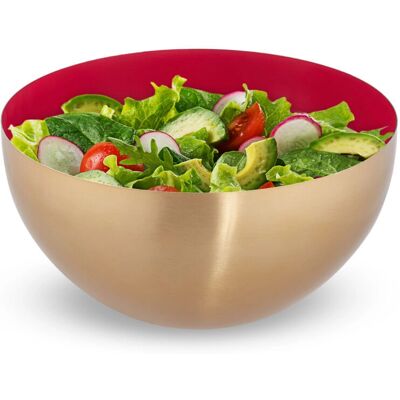 RELAXDAYS Set 3 round bowls Ø25 cm - stainless steel - red and gold RELAXDAYS Set 3 round bowls Ø25 cm - stainless steel - red and gold