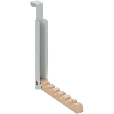 Relaxdays Door Hooks Set 4 - Foldable Clothes Hangers, Metal & Wood Relaxdays Door Hooks Set 4 - Foldable Clothes Hangers, Metal & Wood