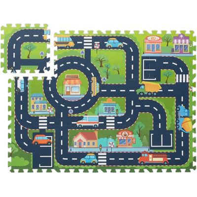 Relaxdays Baby Puzzle-Matte - 12-teilig, Bunte Stadt Relaxdays Baby Puzzle-Matte - 12-teilig, Bunte Stadt