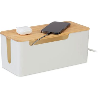 Relaxdays Kabelbox 13x31x14cm mit Bambusdeckel - Kabelorganizer Relaxdays Kabelbox 13x31x14cm mit Bambusdeckel - Kabelorganizer
