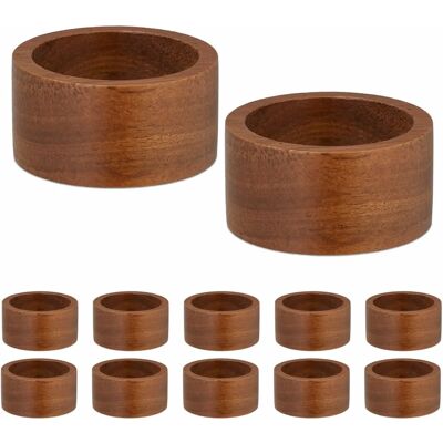 Relaxdays Acacia Wood Napkin Ring Set - Elegant Table Accessory Relaxdays Acacia Wood Napkin Ring Set - Elegant Table Accessory