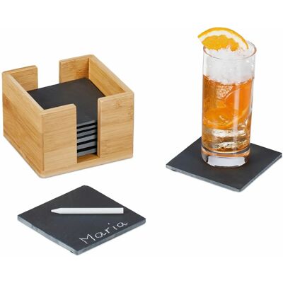 Relaxdays Schiefer-Drinkuntersetzer - 8er Set, Rustikales Design Relaxdays Schiefer-Drinkuntersetzer - 8er Set, Rustikales Design