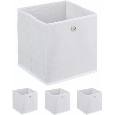 Relaxdays Weißer Aufbewahrungsboxen-Set - 4 faltbare Stoffkisten 30cm Relaxdays Weißer Aufbewahrungsboxen-Set - 4 faltbare Stoffkisten 30cm