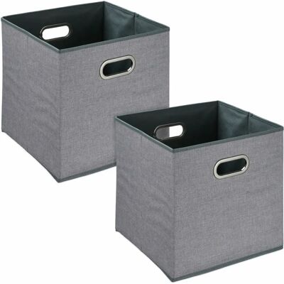 Relaxdays Cajas de Almacenaje Set 2 Plegables en Lino Gris - Almacenamiento Relaxdays Cajas de Almacenaje Set 2 Plegables en Lino Gris - Almacenamiento