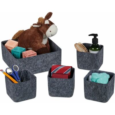 Relaxdays Förvaringskorgar - Set med 5 i filt Relaxdays Förvaringskorgar - Set med 5 i filt