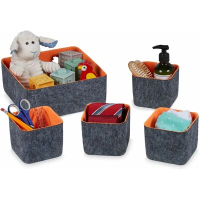 Relaxdays Caja de almacenamiento - Organizador de fieltro Gris/Naranja Relaxdays Caja de almacenamiento - Organizador de fieltro Gris/Naranja
