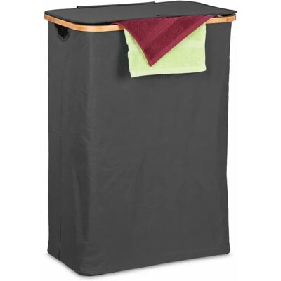 Relaxdays Wäschekorb - Faltbar, 105 L, Schwarz & Natur Relaxdays Wäschekorb - Faltbar, 105 L, Schwarz & Natur