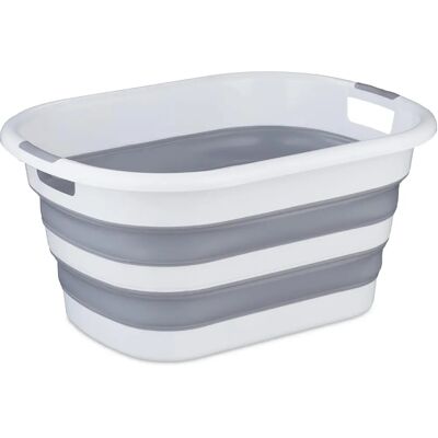 Relaxdays Cesta de lavandería plegable 35L Gris/Blanco - Cesta de ropa Relaxdays Cesta de lavandería plegable 35L Gris/Blanco - Cesta de ropa