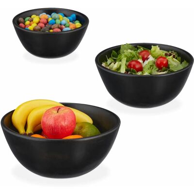 Relaxdays Mangoholz Salatschüssel-Set - Schwarz - 3 Stück Relaxdays Mangoholz Salatschüssel-Set - Schwarz - 3 Stück