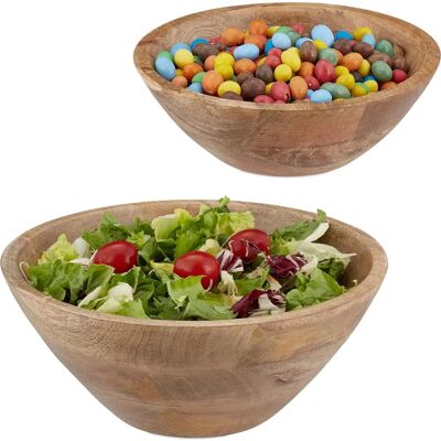 Relaxdays Mango Wood Salad Bowl Set - Elegant Serving Bowls for Salad & Fruit Relaxdays Mango Wood Salad Bowl Set - Elegant Serving Bowls for Salad & Fruit