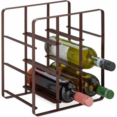 Relaxdays Wine Rack - 9 Bottles - Modern Brown Iron Relaxdays Wine Rack - 9 Bottles - Modern Brown Iron
