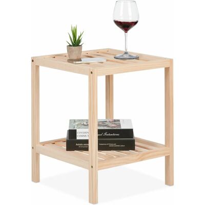 Relaxdays Mesa Auxiliar de Pino - Mesa de Café y de Noche Relaxdays Mesa Auxiliar de Pino - Mesa de Café y de Noche