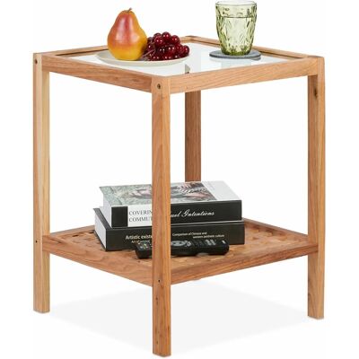 Relaxdays 10047606 Beistelltisch - Holz, Glas - 50x40x40cm Relaxdays 10047606 Beistelltisch - Holz, Glas - 50x40x40cm