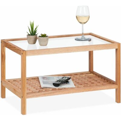 Relaxdays Houten en Glazen Salontafel - 35x60x40cm Relaxdays Houten en Glazen Salontafel - 35x60x40cm