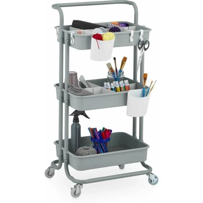 Relaxdays Küchenwagen mit Rädern, 3 Ebenen, Grau Relaxdays Küchenwagen mit Rädern, 3 Ebenen, Grau