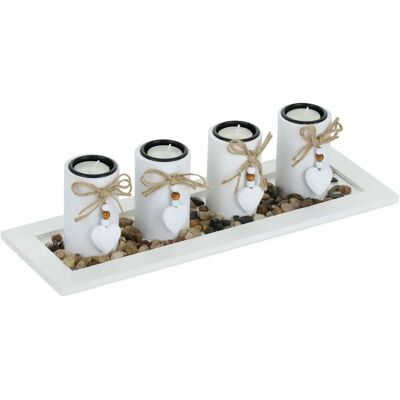 Relaxdays Kerzenhalter Set - Moderner Rustik Deko, 4 Kerzen, Weiß Relaxdays Kerzenhalter Set - Moderner Rustik Deko, 4 Kerzen, Weiß