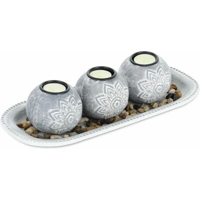 Relaxdays Kerzenhalter Set - Grau/Weiß - Elegante Shabby Chic Dekoration Relaxdays Kerzenhalter Set - Grau/Weiß - Elegante Shabby Chic Dekoration