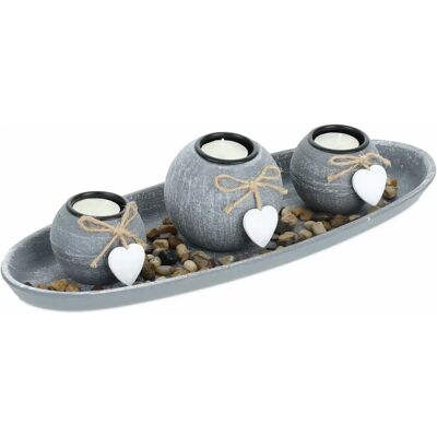 Relaxdays Kerzenständer-Set mit Tablett und Steinen - Dekoration für Zuhause Relaxdays Kerzenständer-Set mit Tablett und Steinen - Dekoration für Zuhause