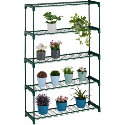 Relaxdays Soporte para Plantas - 5 Estantes Verdes - Estante de Jardín Interior Relaxdays Soporte para Plantas - 5 Estantes Verdes - Estante de Jardín Interior