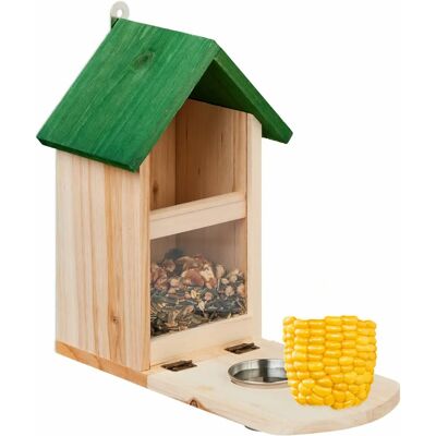 Relaxdays Kleine Dieren Voeder - Weerbestendig Houten Huis met Waterbak Relaxdays Kleine Dieren Voeder - Weerbestendig Houten Huis met Waterbak