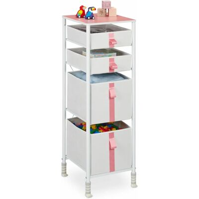 Relaxdays 109,5x36x40,5cm Kommode - Kinderzimmer weiß rosa Relaxdays 109,5x36x40,5cm Kommode - Kinderzimmer weiß rosa
