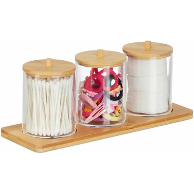 Relaxdays 10047911 Make-up-Organizer - Staubdichte Kunststoff- und Bambusbehälter Relaxdays 10047911 Make-up-Organizer - Staubdichte Kunststoff- und Bambusbehälter
