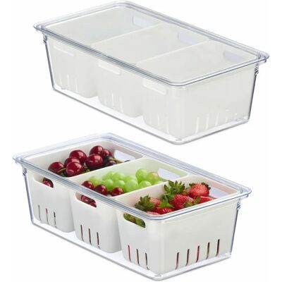 Relaxdays - Set di Contenitori per Frigorifero con 2 Cesti Impilabili Relaxdays - Set di Contenitori per Frigorifero con 2 Cesti Impilabili