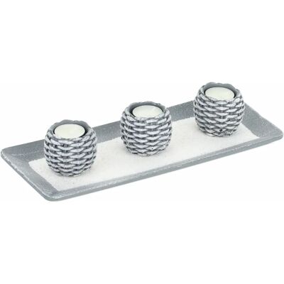 Relaxdays Weiß Grau Kerzenhalter Set - Shabby Chic Dekoration Relaxdays Weiß Grau Kerzenhalter Set - Shabby Chic Dekoration