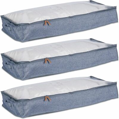 Relaxdays Caja de almacenamiento - 3 Organizadores Bajo la cama Gris Transparente Relaxdays Caja de almacenamiento - 3 Organizadores Bajo la cama Gris Transparente