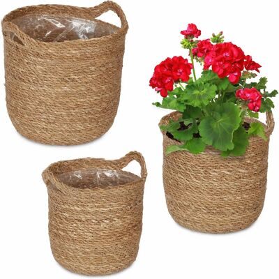 Relaxdays Flowerpot Set - Natural Woven 3-Piece Decor Relaxdays Flowerpot Set - Natural Woven 3-Piece Decor