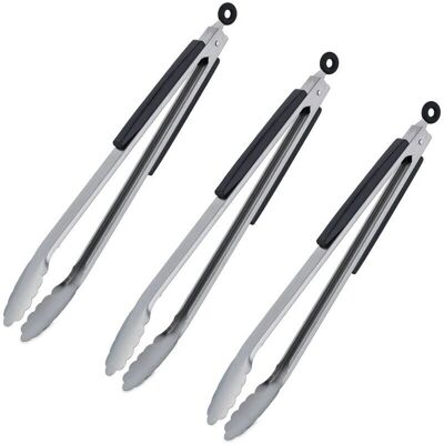 Relaxdays Stainless Steel BBQ Tongs - 38cm - Heat-Resistant, Wooden Handle Relaxdays Stainless Steel BBQ Tongs - 38cm - Heat-Resistant, Wooden Handle