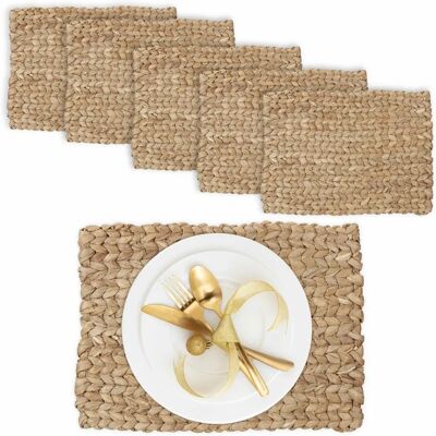 Relaxdays Wasserhyazinthe Placemat Set - Natürlicher Tischschutz Relaxdays Wasserhyazinthe Placemat Set - Natürlicher Tischschutz