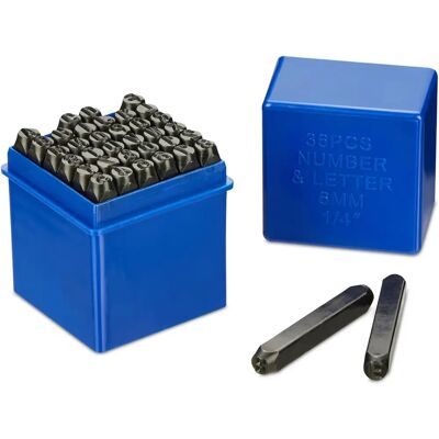 Set de Sellos de Cuero Relaxdays - 36 Caracteres, 6mm Set de Sellos de Cuero Relaxdays - 36 Caracteres, 6mm